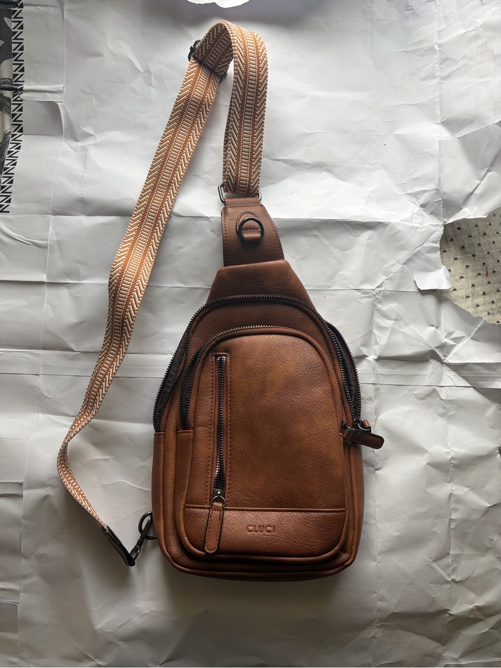 Cluci Women's Sling Bag, Crossbody Faux Leather, Brown